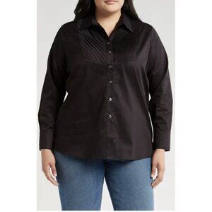 Harshman Women's Kaliyah Shirt Size 3X Black Cotton Plus Size Long Sleeve NWT